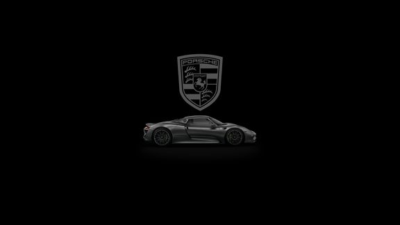 טפט 4K סמל פורשה (Porsche) המוזהב על מכסה מנוע #018