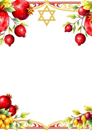 מסגרת יודאיקה עשירה – רימונים, ענפי זית ופיליגרן זהב
